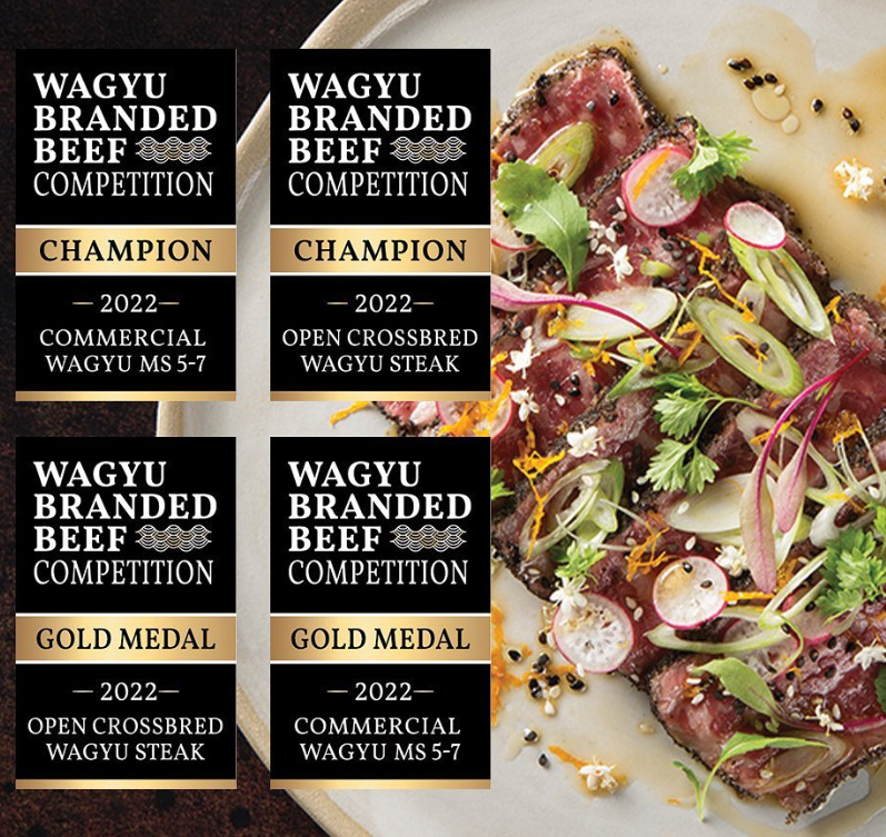 2022 Champion - Commercial Wagyu MS 5-7, Open Crossbred Wagyu Steak, Gold Medals